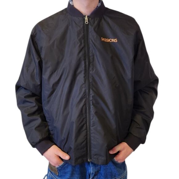 Sessions Reversible Black Gold Ski Jacket Base Layer Insert Liner Jacket Medium - Picture 1 of 8